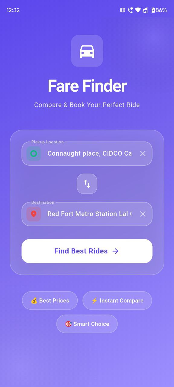 FareFinder App Screenshot